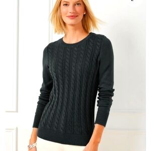 NWOT Black talbots Cableknit crewneck sweater